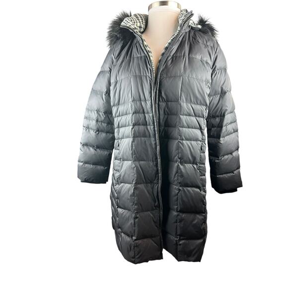 Talbots Faux Fur Hooded Down Puffer Coat Black Full Zip Plus Size 3XP 3X Petite - Picture 14 of 14